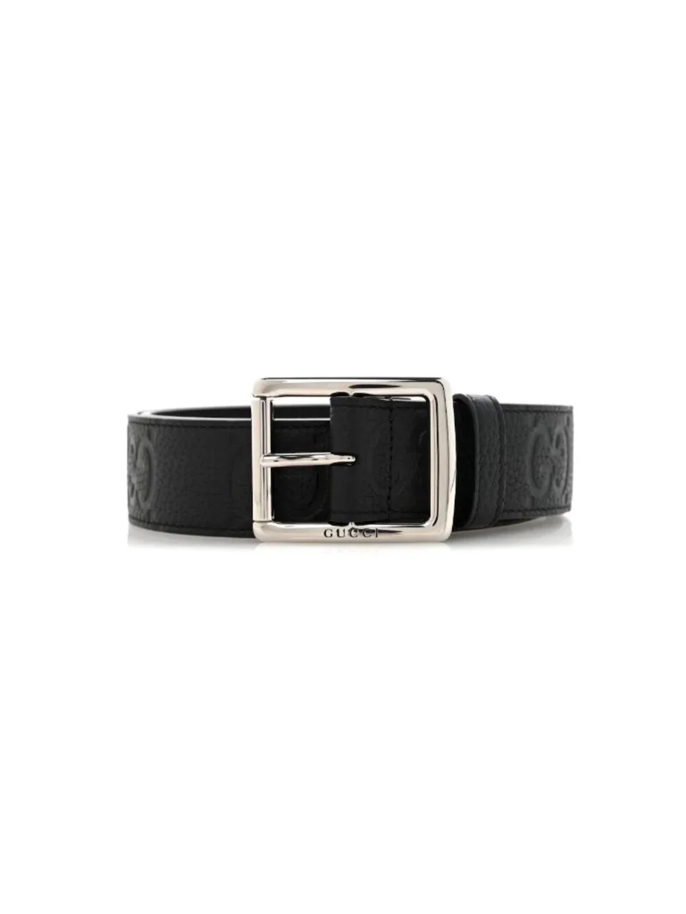 Gucci Men’s Jumbo GG Embossed Piuma Calfskin W35mm Belt Black 80cm 761567